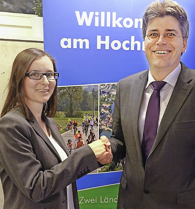 HRK-Prsident Martin Kistler heit Heike Stoll willkommen.   | Foto: ZVG