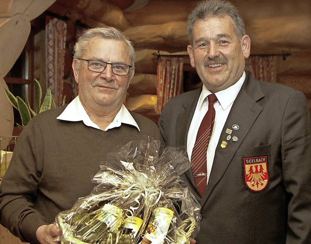 Der Vorsitzende Walter Pfeffer (rechts) verabschiedete Herrmann Bucher   | Foto: Heidi Fssel