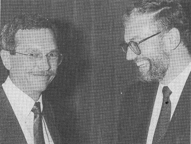 Michael Heitz (links) und Bernhard Apfel vor der Wahl 1991.  | Foto: Peter Scherle