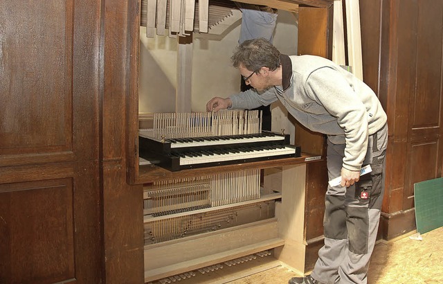 Das Gehuse der Albiez-Orgel steht, f...nlebens werden drei Monate angesetzt.   | Foto: wolfgang beck