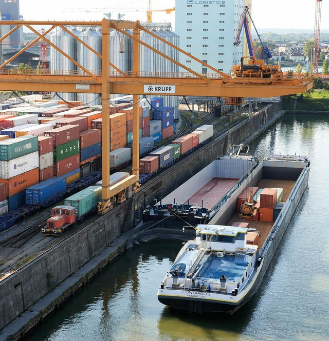 Das Hafenbecken zwei mit dem heutigen Containerterminal.   | Foto: Marc Eggimann