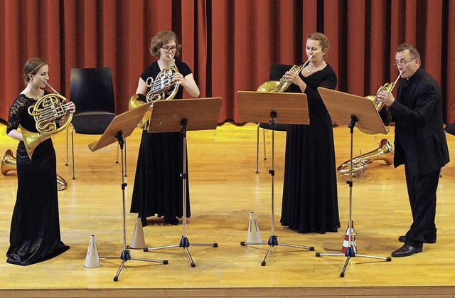 Vier Hornisten in der Musikschule   | Foto: Wolfgang Knstle