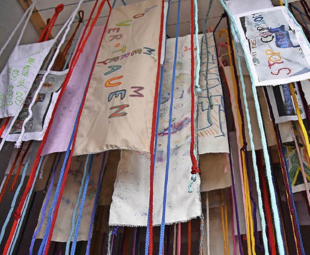Banner sind ein wichtiger Bestandteil des Urban Knitting.   | Foto: Privat