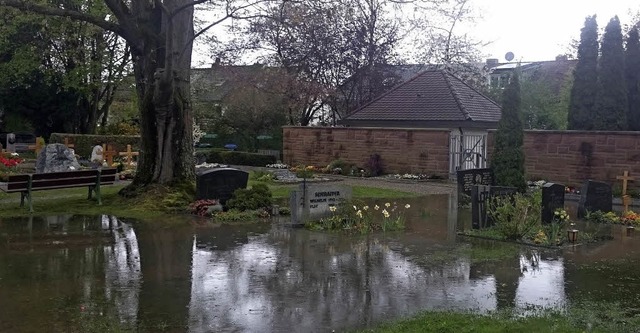 Zum Teil unter Wasser: Der Alte Friedhof in Gundelfingen    | Foto: Steinhart