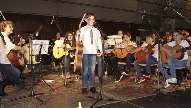 Die Integrationsklasse der Musikschule Frie beim Benefizkonzert in Herbolzheim.  | Foto: Michael Haberer