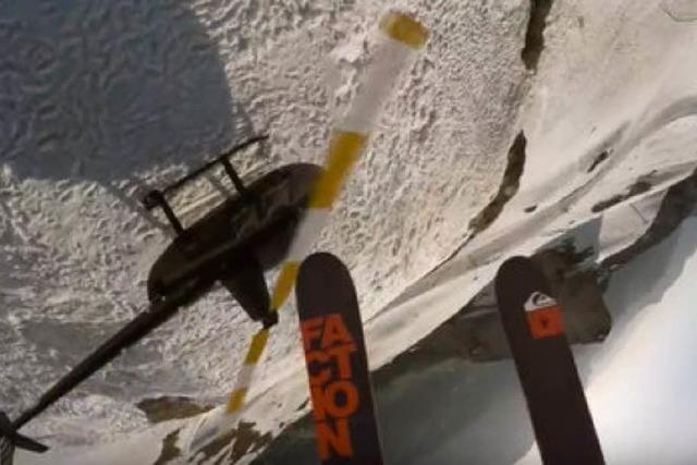 Dieser Skifahrer springt über einen ratternden Helikopter!