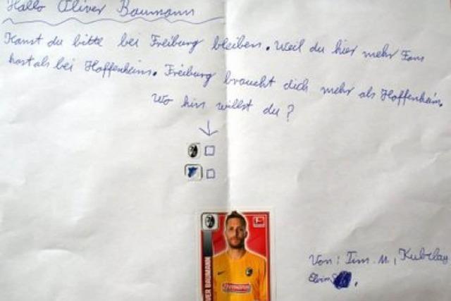 Der Brief zweier Viertklssler an SC-Torwart Oliver Baumann