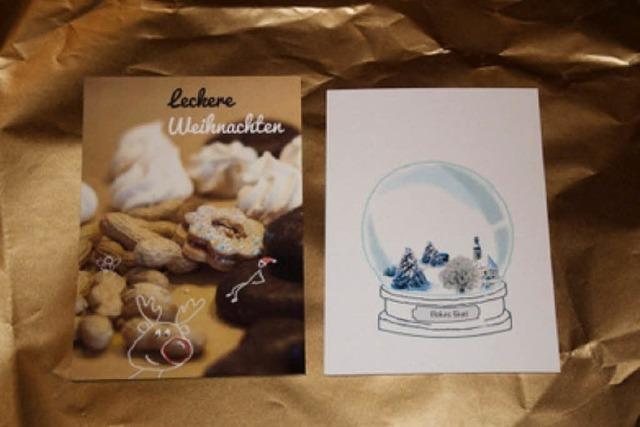 Nicole und Lisa verkaufen selbst gestaltete Weihnachtskarten für Tiere und kranke Kinder