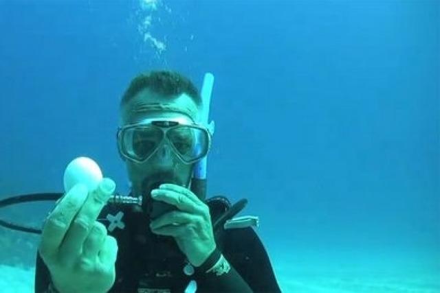 Video: Wenn man ein rohes Ei unter Wasser aufschlgt