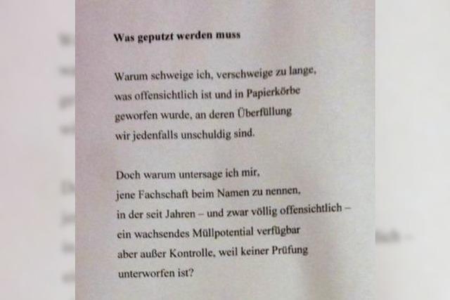 Was geputzt werden muss: Anonymer Fachschaftler persifliert Grass-Gedicht