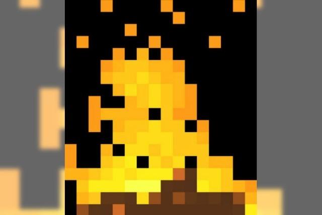 Pixeliges Kaminfeuer