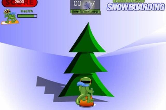 Snowboard Game: Mit dem Gecko in die Halfpipe