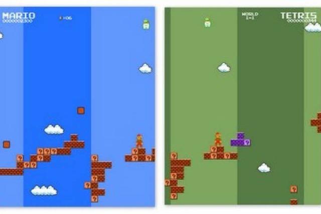 Das Super Mario Bros und Tetris MashUp-Spiel