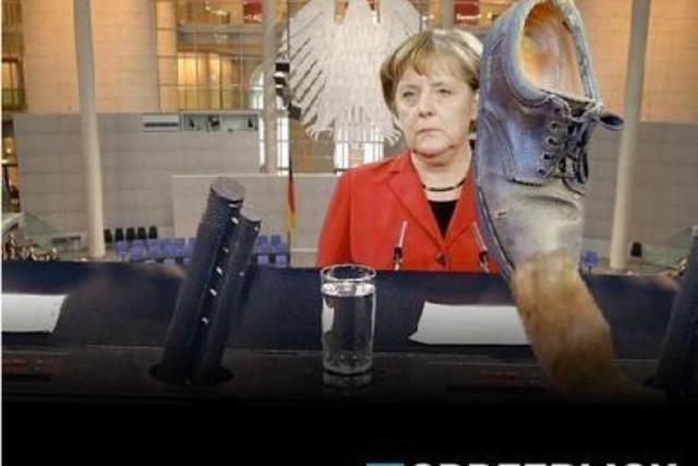 Game: Schuhe werfen auf Bush, Merkel & Co.