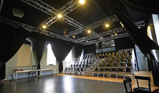 Blick in den neuen Theaterraum mit mobiler Zuschauertribne   | Foto: Barbara Ruda