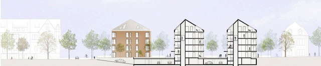 Klare Strukturen, keine Spielereien: d...e geplante Wohnbebauung in der Wiehre   | Foto: Entwurf: Architekturbro an der Milchstrasse KFA