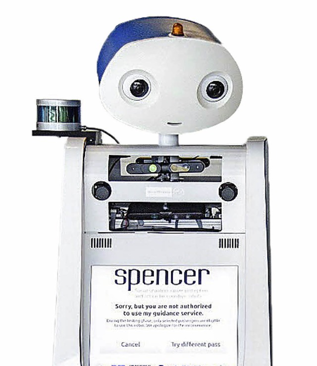 Roboter Spencer hilft Reisenden am Flughafen  | Foto: dpa/spencer