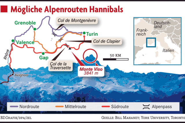 Wo überquerte Hannibal die Alpen?