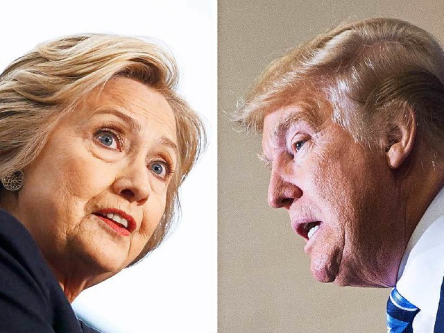 Donald Trump gegen Hillary Clinton: Da...ell um den Einzug ins Weie Haus sein.  | Foto: AFP