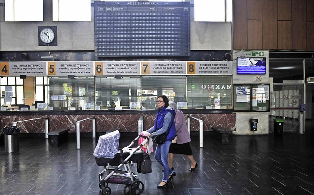 Alles ist zu im Bahnhof von Thessaloniki.   | Foto: AFP