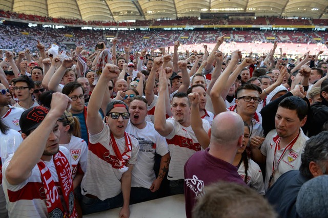 Aufgebrachte VfB-Fans strmten das Spielfeld.  | Foto: dpa