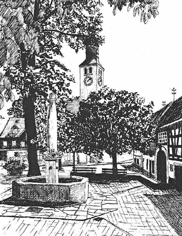 Der Seelbacher Klosterplatz - eine Ill...von Heinrich Bohnerts Bruder Wolfgang.  | Foto: Wolfgang Bohnert