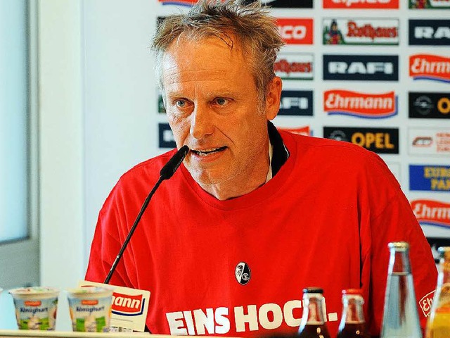 SC-Trainer Christian Streich nach dem ...eidenheim &#8211; der Coach war sauer.  | Foto: Michael Heuberger