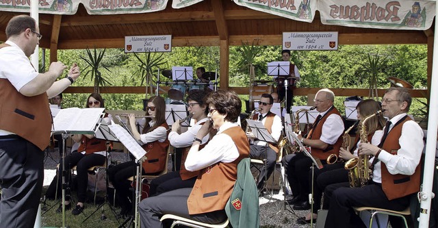 Sommer, Sonne und flotte Musik: Der Musikverein Sulz beim Sngerfest.   | Foto: heidi fssel