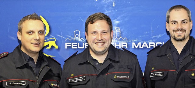 Fhrungstrio der Marcher Feuerwehr: Ko...lvertreter Andreas Kauder (von links).  | Foto: privat