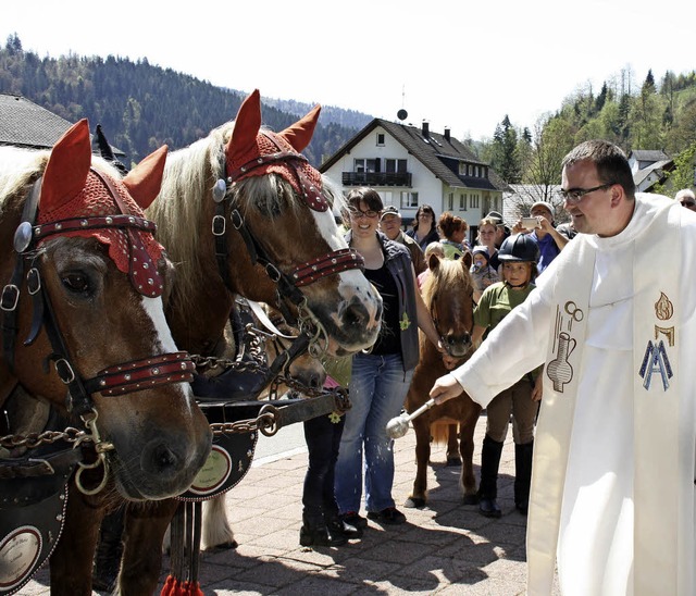 Pferde wurden beim Sankt-Georgs-Ritt in Todtmoos gesegnet.   | Foto: Bhm