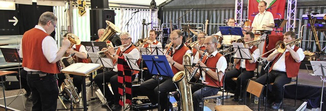 Die Tnnlehau-Musikanten aus Geisingen...Musikfest gleich mehrfach im Einsatz.   | Foto: Helmut Hassler