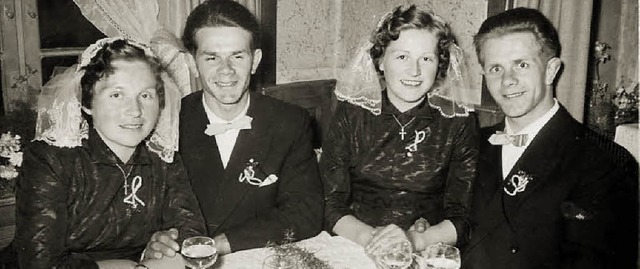 Beim Hochzeitsessen in der &#8222;Kron... Albert Frey, Walburga und Adolf Frey   | Foto: Repro (3): Beate Zehnle-Lehmann