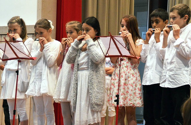 Musikalisches Mitbringsel: Die Schler aus der Partnergemeinde im Aargau  | Foto: Edgar Steinfelder