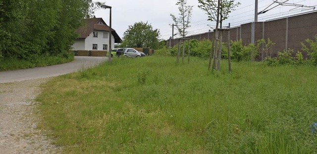 Zwischen Lrmschutzwand und Kander sol...erknfte in Leichtbauweise entstehen.   | Foto: Marco Schopferer