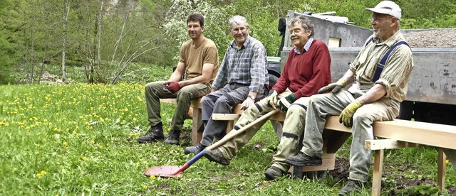 Probesitzen: Michael Eisele, Ernst Alb...bei der Schurhammerhtte aufgestellt.   | Foto: Privat