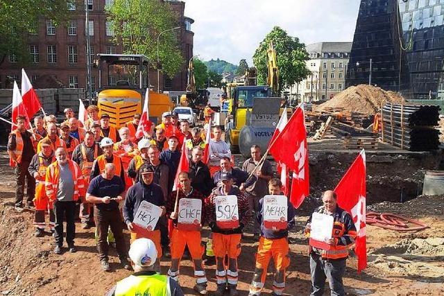 Protest auf Freiburgs zentralster Baustelle