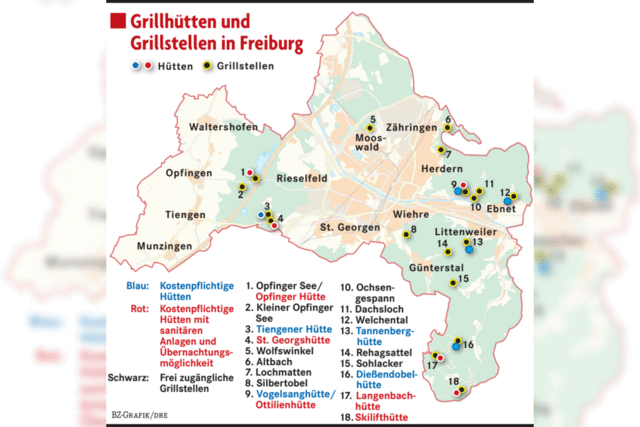 Grillhütten und Grillstellen rund um Freiburg