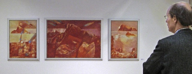 Das Triptychon &#8222;Patmos&#8220; un...in der Ausstellung in Bernau zu sehen.  | Foto: Ulrike Spiegelhalter