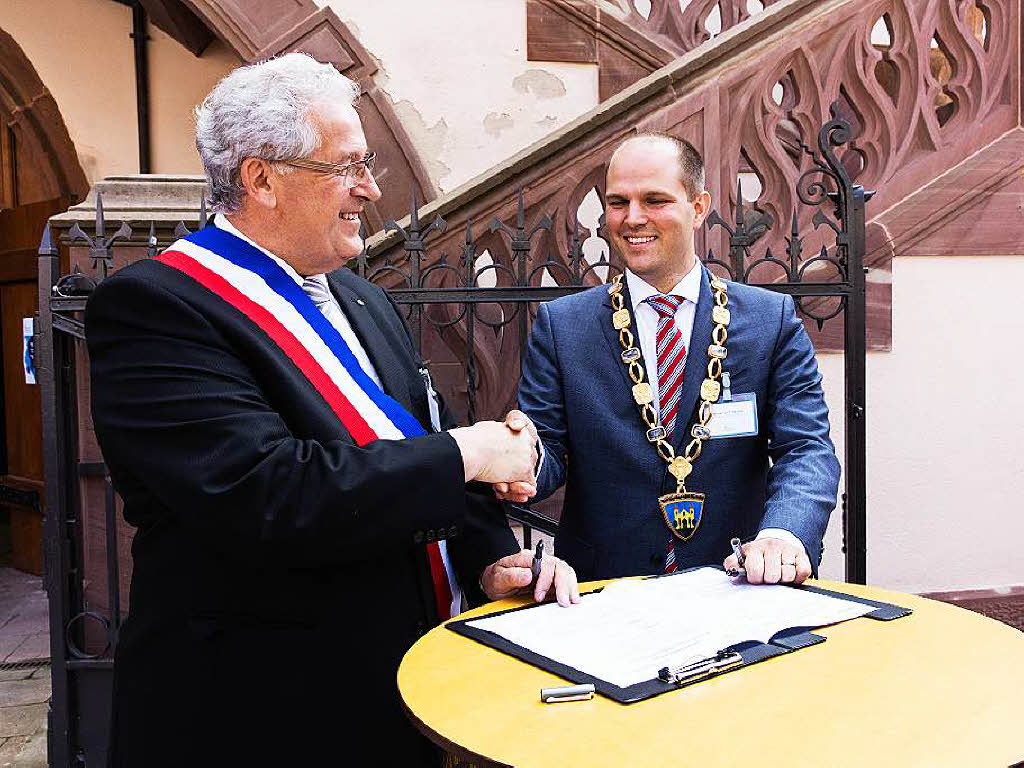 Impressionen von der Feier anlsslich der Erneuerung des Stdtepartnerschaftsvertrages zwischen Schlettstadt und Waldkirch.