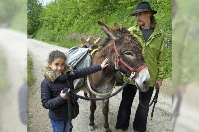 Flüchtlingskinder gehen auf Tour mit Eseln vom Kunzenhof