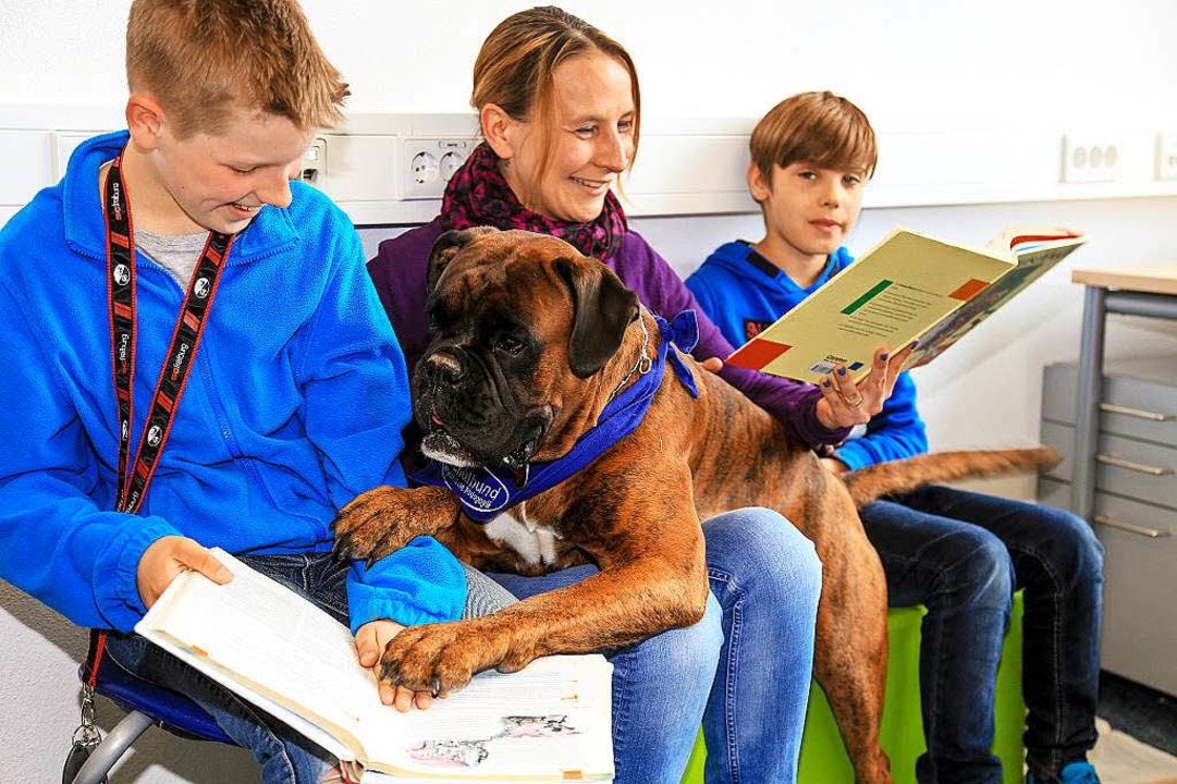 Schulhund Emil im Unterricht  | Foto: Sandra Decoux-Kone