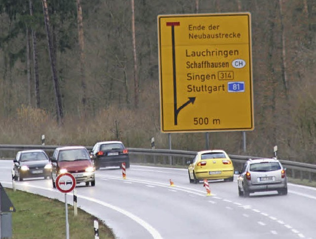 Bis zum jetzigen Ende in Lauchringen s...rchgehend als Autobahn gebaut werden.   | Foto: Michael Neubert