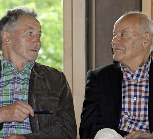 Zwei ehemalige Hirtenbuben: Bernhard Dorer (links) und Konrad Mayer  | Foto: Ren Bossert / Badischer Landwirtschafts-Verlag