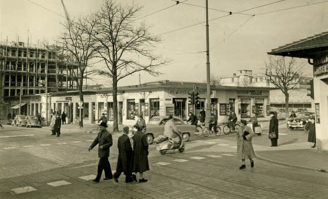 Die damaligen Behelfslden an der Ecke...das Nordstern-Haus (Bild von 1953/54).  | Foto: Archiv Gallo