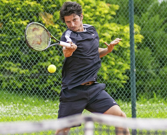 Sieg im Match-Tiebreak: der Grenzacher Yannick Thomet  | Foto: Grant Hubbs