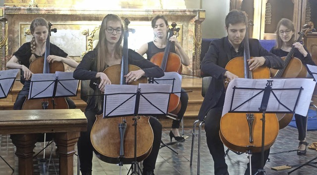 Jede Menge Celli in der Schlosskirche Beuggen.   | Foto: Roswitha Frey