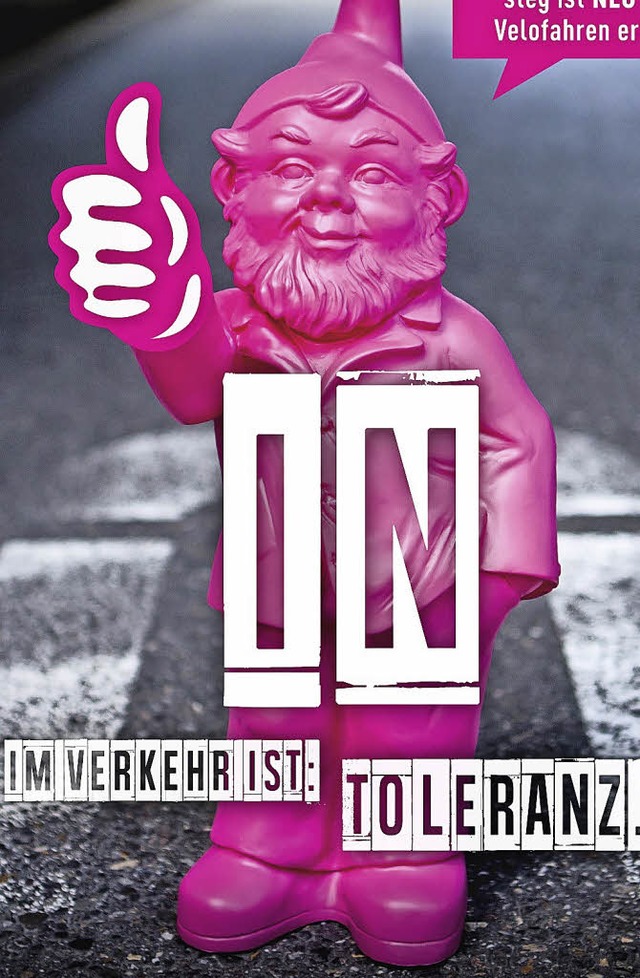 Der pinke Gartenzwerg wirbt fr Fairness im Verkehr.   | Foto: ZVG