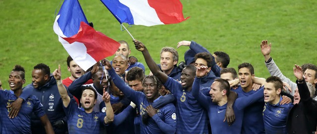 Da  jubelten sie noch:   Frankreichs Nationalspieler 2014.  | Foto: KENZO TRIBOUILLARD