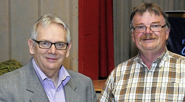 Gerhard Fink (links) wird als Bezirksv... Tischtennisverbandes, verabschiedet.   | Foto: W. Knstle