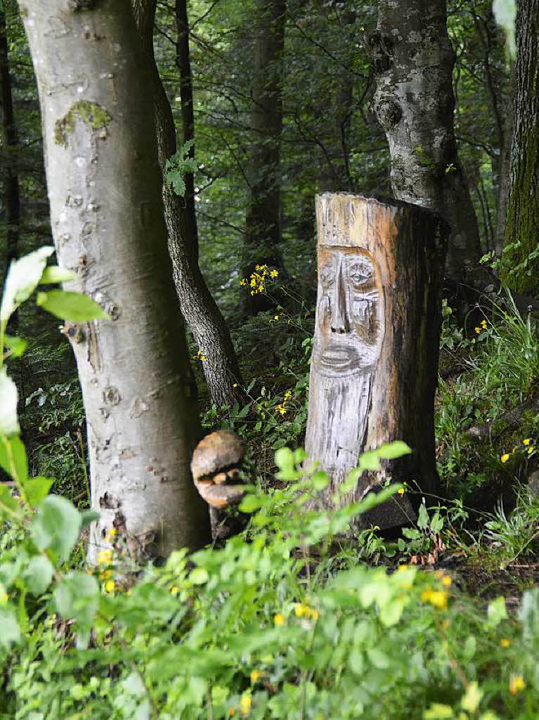 Vorbei geht es auch am Hexental-Erlebnispfad mit seinen Holzskulpturen.